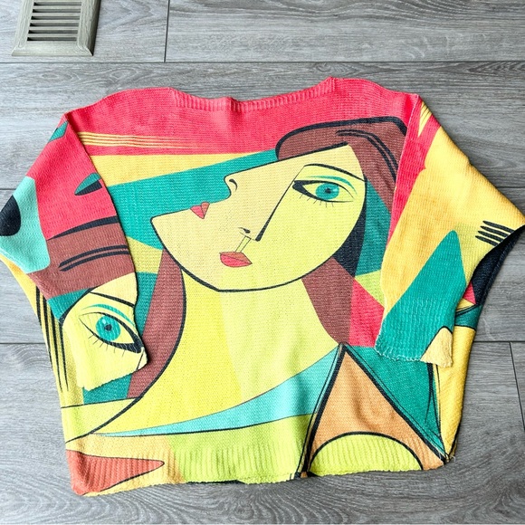 Made in Italy Pop Art Dolman Sleeve Boat Neck Sweater - Picture 10 of 12